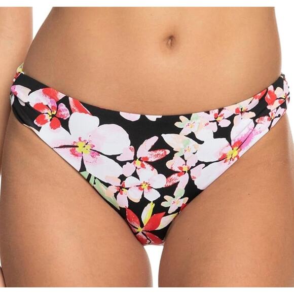 Roxy Anthracite New Life Beach Classics Strap Hipster Bikini Bottom S NWT - Picture 1 of 4